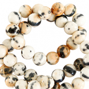 6 mm natuursteen kralen rond Beige-black