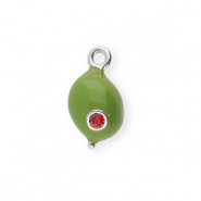 BY31&reg; Eco-brass metaal bedels met enamel olijf Silver-olive green-red