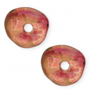 DQ Grieks keramiek kralen donut mosaic Magenta-green gold