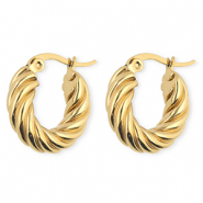 BY31&reg; Roestvrij stalen (RVS) Stainless steel oorbellen / creolen twisted Gold