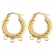 BY31&reg; Roestvrij stalen (RVS) Stainless steel onderdelen oorbellen&nbsp;/&nbsp;creolen twisted met 3 oogjes Gold