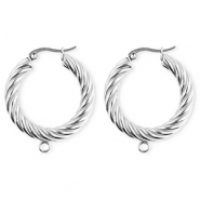 BY31&reg; Roestvrij stalen (RVS) Stainless steel onderdelen oorbellen&nbsp;/&nbsp;creolen twisted met oogje Silver