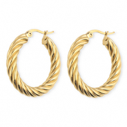 BY31&reg; Roestvrij stalen (RVS) Stainless steel oorbellen / creolen twisted Gold