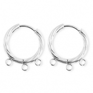 BY31&reg; Roestvrij stalen (RVS) Stainless steel onderdelen oorbellen&nbsp;/&nbsp;creolen twisted met 3 oogjes Silver