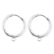 BY31&reg; Roestvrij stalen (RVS) Stainless steel onderdelen oorbellen&nbsp;/&nbsp;creolen twisted met oogje Silver