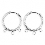 BY31&reg; Roestvrij stalen (RVS) Stainless steel onderdelen oorbellen&nbsp;/&nbsp;creolen twisted met 3 oogjes Silver