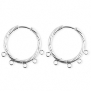 BY31&reg; Roestvrij stalen (RVS) Stainless steel onderdelen oorbellen&nbsp;/&nbsp;creolen twisted met 5 oogjes Silver