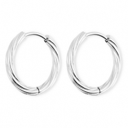 BY31&reg; Roestvrij stalen (RVS) Stainless steel oorbellen / creolen twisted Silver
