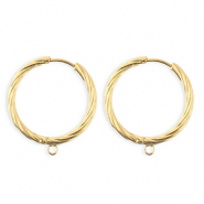 BY31&reg; Roestvrij stalen (RVS) Stainless steel onderdelen oorbellen&nbsp;/&nbsp;creolen twisted met oogje Gold