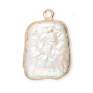 Imperfecte zoetwaterparels bedel asymmetric Gold-Natural white
