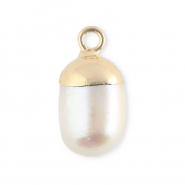Imperfecte zoetwaterparels bedel round Gold-Natural white