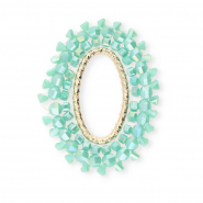 Top facet hangers ovaal Mint turquoise AB-gold