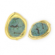 Statement Natuursteen kralen howliet organic Gold-green