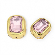 Statement kralen rechthoek facet geslepen Gold-pink