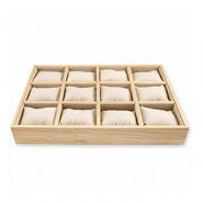 Sieraad display 12-vaks met fluwelen kussentjes Natural-off white