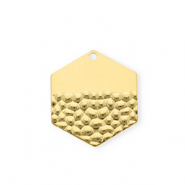 Roestvrij stalen (RVS) Stainless steel bedels hexagon Gold