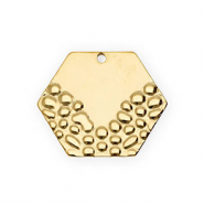 Roestvrij stalen (RVS) Stainless steel bedels hexagon Gold