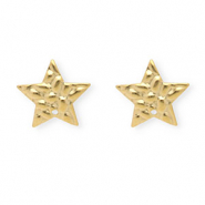 Roestvrij stalen (RVS) Stainless steel onderdelen oorbellen / oorstekers ster met oogje Gold