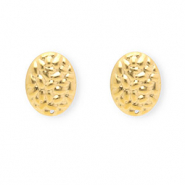 Roestvrij stalen (RVS) Stainless steel onderdelen oorbellen / oorstekers ovaal met oogje Gold