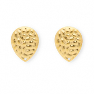 Roestvrij stalen (RVS) Stainless steel onderdelen oorbellen / oorstekers druppel met oogje Gold