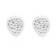Roestvrij stalen (RVS) Stainless steel onderdelen oorbellen / oorstekers druppel met oogje Silver