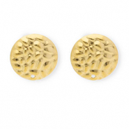 Roestvrij stalen (RVS) Stainless steel onderdelen oorbellen / oorstekers rond met oogje Gold