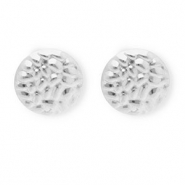 Roestvrij stalen (RVS) Stainless steel onderdelen oorbellen / oorstekers rond met oogje Silver