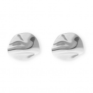 Roestvrij stalen (RVS) Stainless steel onderdelen oorbellen / oorstekers irregular rond met oogje Silver