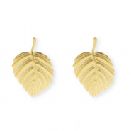 Roestvrij stalen (RVS) Stainless steel onderdelen oorbellen / oorstekers blad met oogje Gold