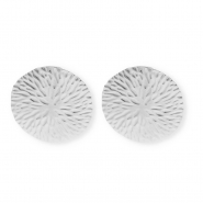 Roestvrij stalen (RVS) Stainless steel onderdelen oorbellen / oorstekers rond met oogje Silver