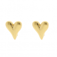 Roestvrij stalen (RVS) Stainless steel onderdelen oorbellen / oorstekers hart met oogje Gold