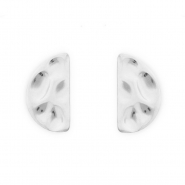 Roestvrij stalen (RVS) Stainless steel onderdelen oorbellen / oorstekers halfrond met oogje Silver