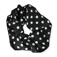 Scrunchies haarelastiek XL dots Black-white