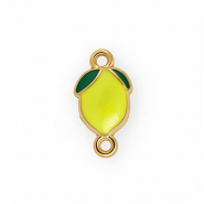 Roestvrij stalen (RVS) Stainless steel onderdelen tussenstuk met enamel citroen Gold-yellow-green