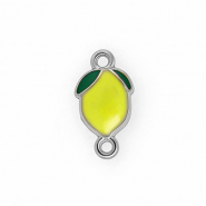 Roestvrij stalen (RVS) Stainless steel onderdelen tussenstuk met enamel citroen Silver-yellow-green