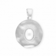 Statement hangers rond met ovale imitatieparel Silver-white