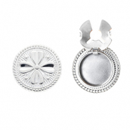 Roestvrij stalen (RVS) Stainless steel button covers rond met klaver Silver