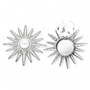 Roestvrij stalen (RVS) Stainless steel button covers zon met imitatieparel Silver-white