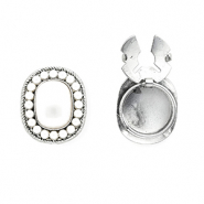 Button covers ovaal met imitatieparels Silver-white