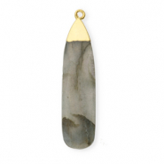 Natuursteen bedels labradoriet druppel Grey-gold