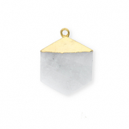 Natuursteen bedels maansteen hexagon White-gold