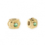 Roestvrij stalen (RVS) Stainless steel kralen spacer met strass 6mm Gold-green