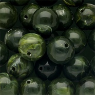 14 mm acryl kralen rond Moss green-white marble