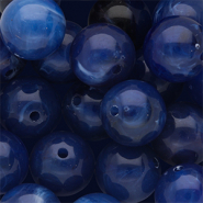 14 mm acryl kralen rond Dark blue-multicolour-white marble