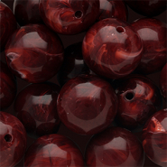 18 mm acryl kralen rond Burgundy red-white marble