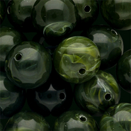 18 mm acryl kralen rond Moss green-white marble