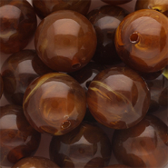 18 mm acryl kralen rond Brown-camel brown-white marble