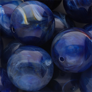 24 mm acryl kralen rond Dark blue-multicolour-white marble