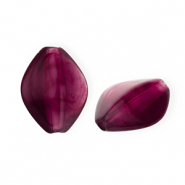 Acryl kralen ruit Aubergine purple-white marble