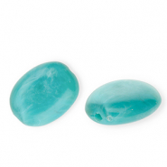Acryl kralen ovaal Turquoise blue-brown-white marble